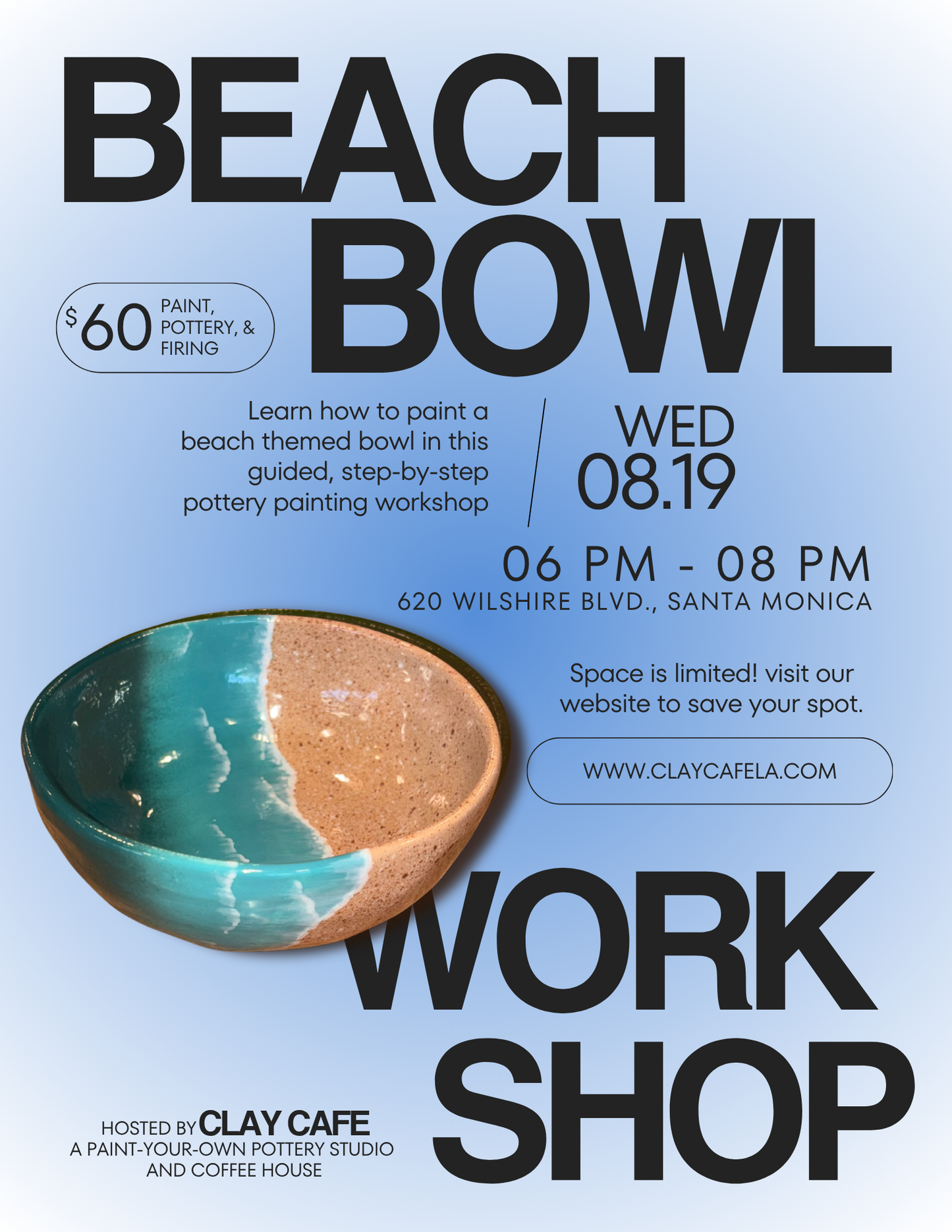 BEACH BOWL WORKSHOP! Wednesday, August 19th @6pm