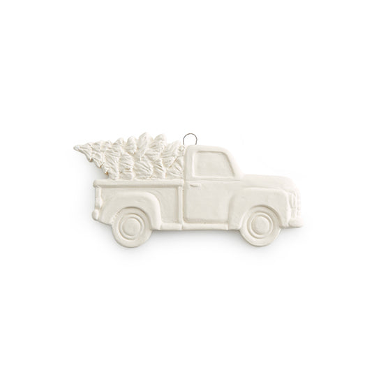 Truck with Tree Flat Ornament 5"
