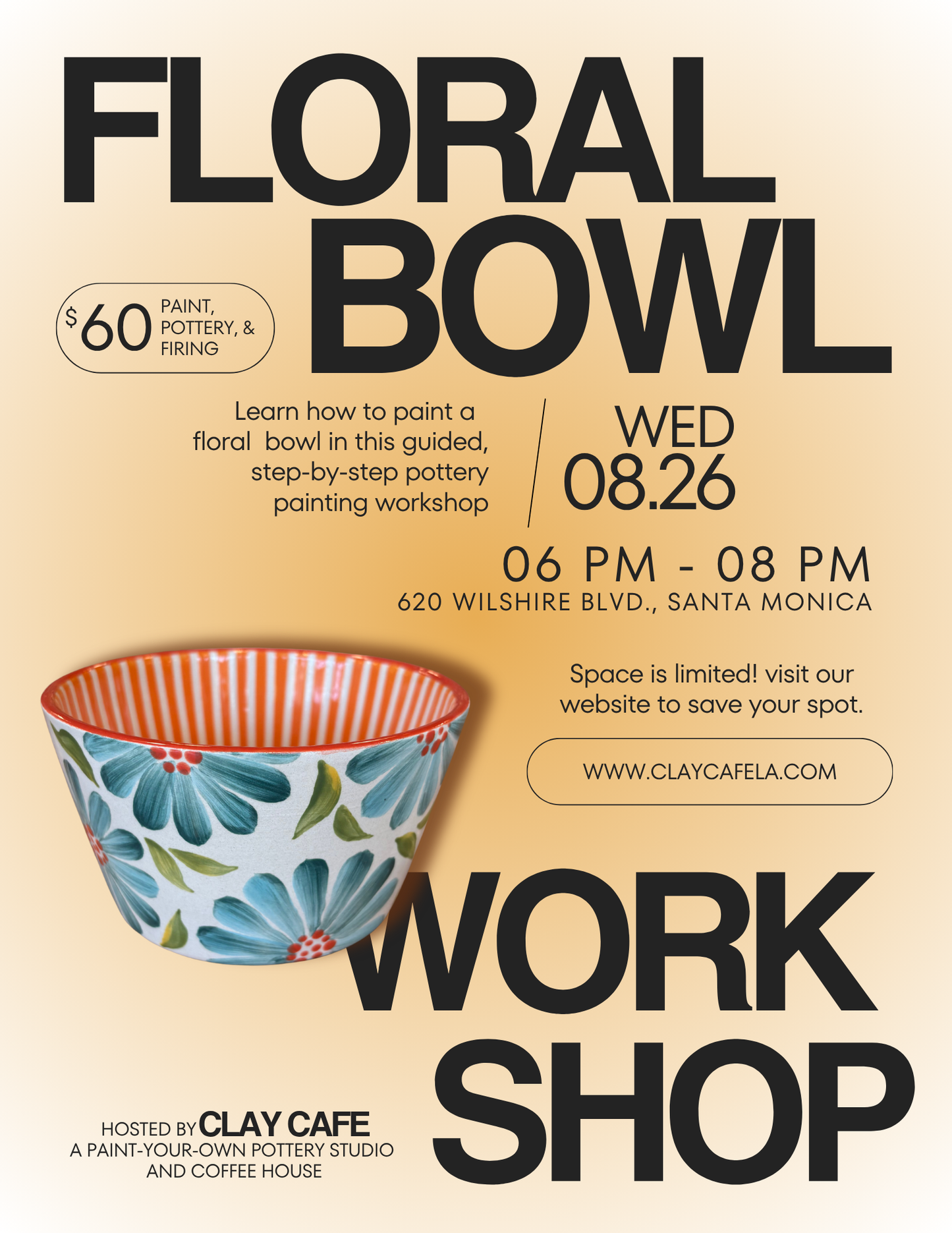 FLORAL BOWL WORKSHOP! Wednesday, August 26th @6pm
