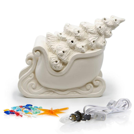 Sleigh With Tree Light Up 9"